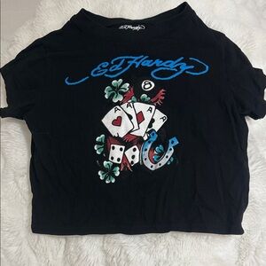 Ed Hardy Black Graphic Crop Top